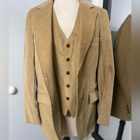 VNTG 70s CORDUROY JACKET&VEST SET WESTERN STYLE BY SEARS AND ROEBUCK - Picture 3 of 16